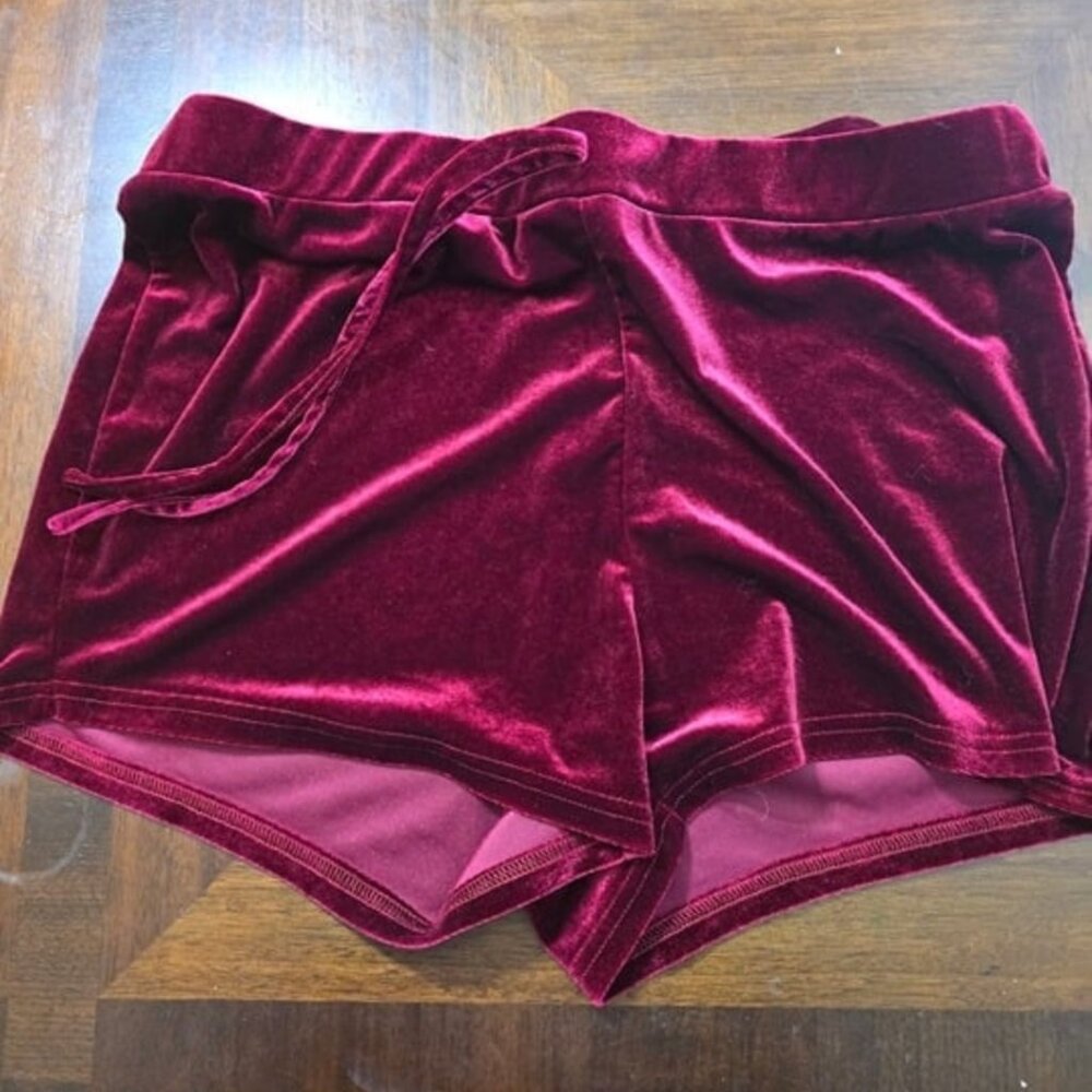 Women's Plus Red Velour Shorts 4x